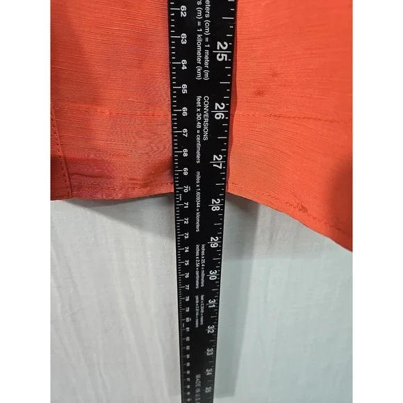 Lafayette 148 Jacket Women's 14 Deep Coral Linen Blend 3/4 Sleeve Blazer Shimmer